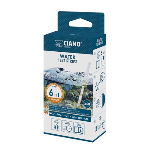Bandelettes pour contrôle de l’eau aquarium Water Test Strips 6-en-1 x 50 - Ciano