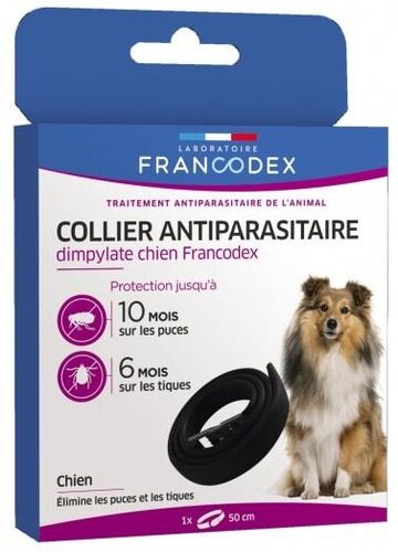 Collier antiparasitaire dimpylate chien puces et tiques noir - Francodex